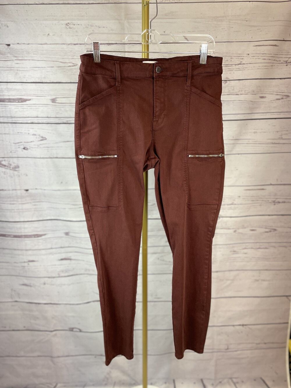 Pistola Hannah Cargo Skinny Moto Jeans Women’s Size 31 Burgundy Zip Pocket Pants